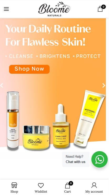 BloomeNatural Skincare E-Commerce Site